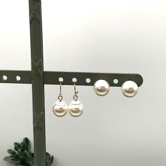Elegant Faux Pearl Dangle & Stud Earrings Set - Picture 7 of 7